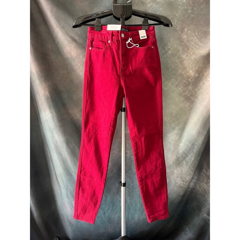 Judy Blue Women's Red High Waist‎ Skinny Jeans Size 3 26 Garment Dyed